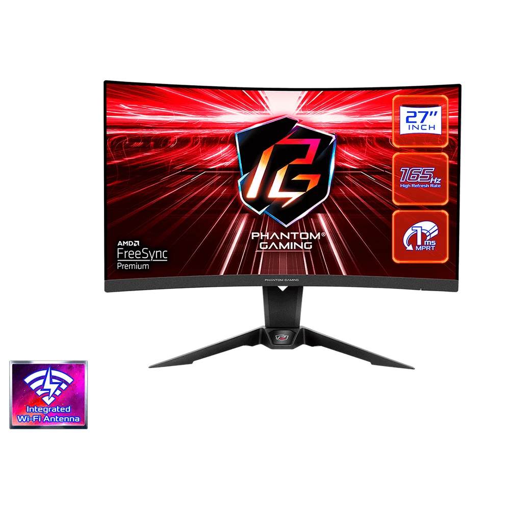 Monitor 27" Asrock Phantom Gaming Curvo 2K 165Mhz Qhd