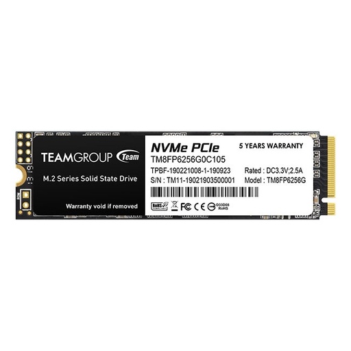 [TM8FP6256G0C101] Ssd Interno Teamgroup Mp33 256Gb M.2 2280 Pcie 3.0 X4 Nvme 1.3 3D Nand Tm8Fp6256G0C101