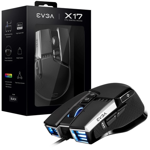 [903-W1-17BK-KR] Mouse Ex17 8K Hz Negro Personalizable 16000 Ppp 5 Perfiles 10 Botones Ergonomico 903 W1 17Bk Kr