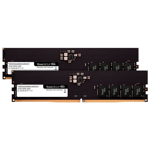 [TED532G4800C40DC01] Ram Teamgroup Elite 32Gb 16Gbx2 Ddr5 4800 Mhz Pc5 38400 1.1 V Dimm Negro Ted532G4800C40Dc01