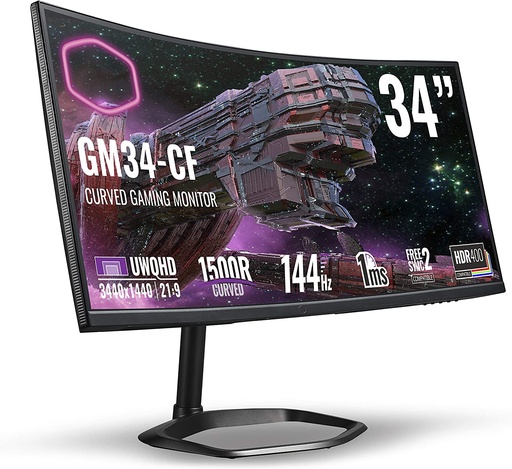 [CMI-GM34-CW2-US] Monitor Cooler Master Curvo Gaming 34P Wqhdn 3440X1440 21.9 144 Mhz 1Ms Hdr 400R Cmi Gm34 Cw2 Us