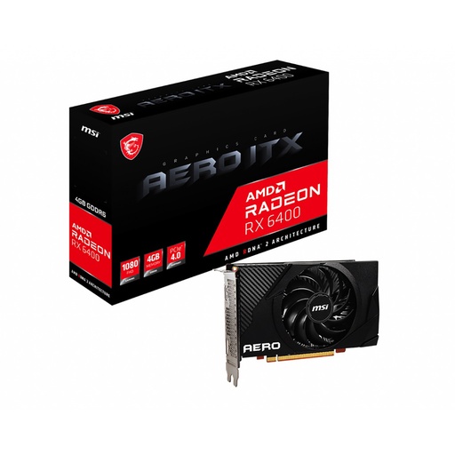 [RX 6400 AERO ITX 4G] Tarjeta De Video Msi Rx 6400 Aero Itx 4G 4Gb Gddr6 2321 Mhz 1*1*Dp