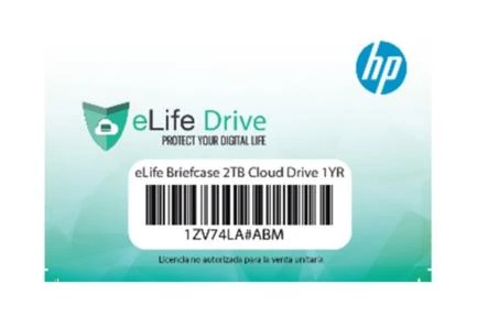 [1ZV74LA#ABM] Certificado De Almacenamiento Hp 2Tb En La Nube Elife Briefcase Por 1 Ano 1Zv74La Abm