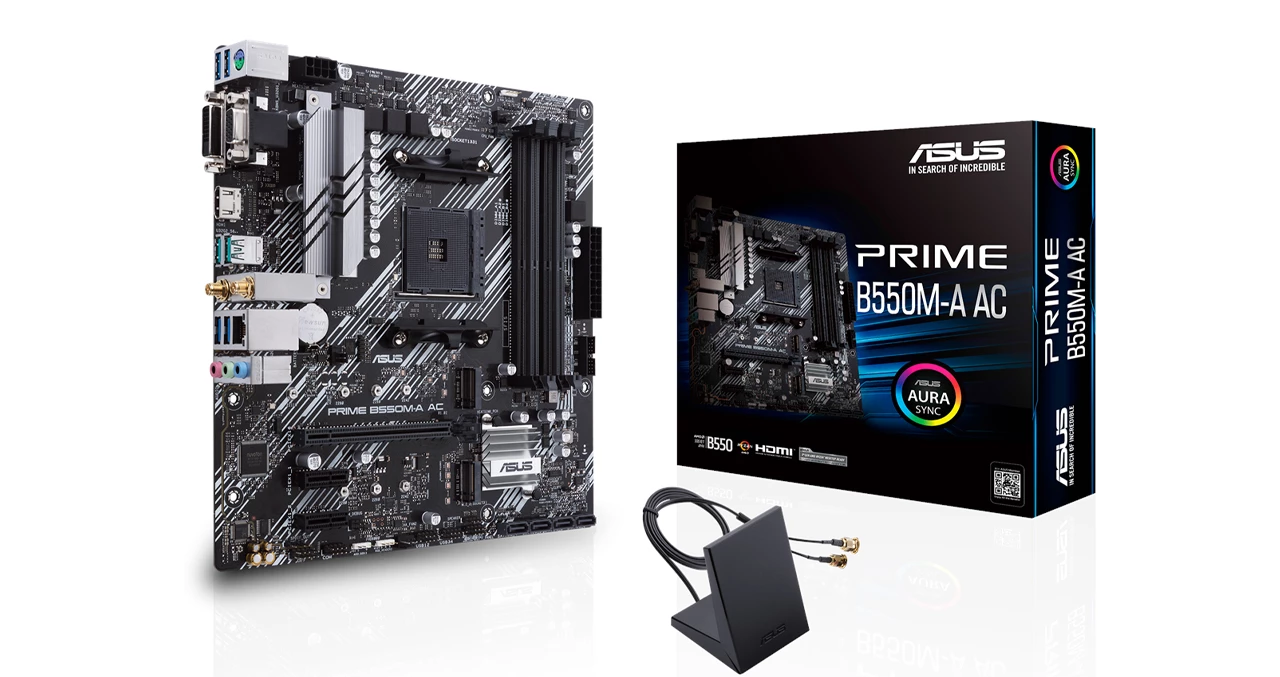 [PRIME B550M-A AC] Mb Asus Prime B550 Ac Atx Am128Gb 4800 Mhz Dsub Dvi Pcie4.0 Dual M.2 Usb3.2Gen2 4Sata6Gb Aur
