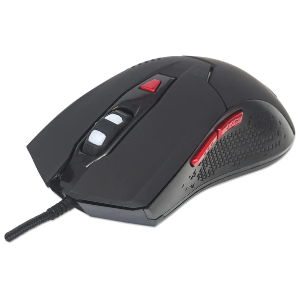 [176071] Mouse Gaming Manhattan Usb Optico Alambrico 2400Dpi 6 Botones Negro Con Luz 176071