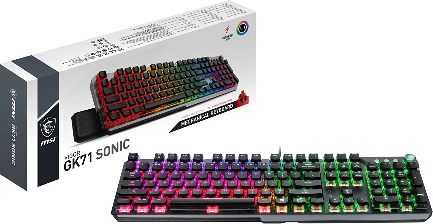 [VIGOR GK71 SONIC US GAMING KEYBOARD] Teclado Msi Mecanico Gk71 Retro Iluminado Rgb Teclas Transparentes Vigor Gk71 Sonic 10 Red Us