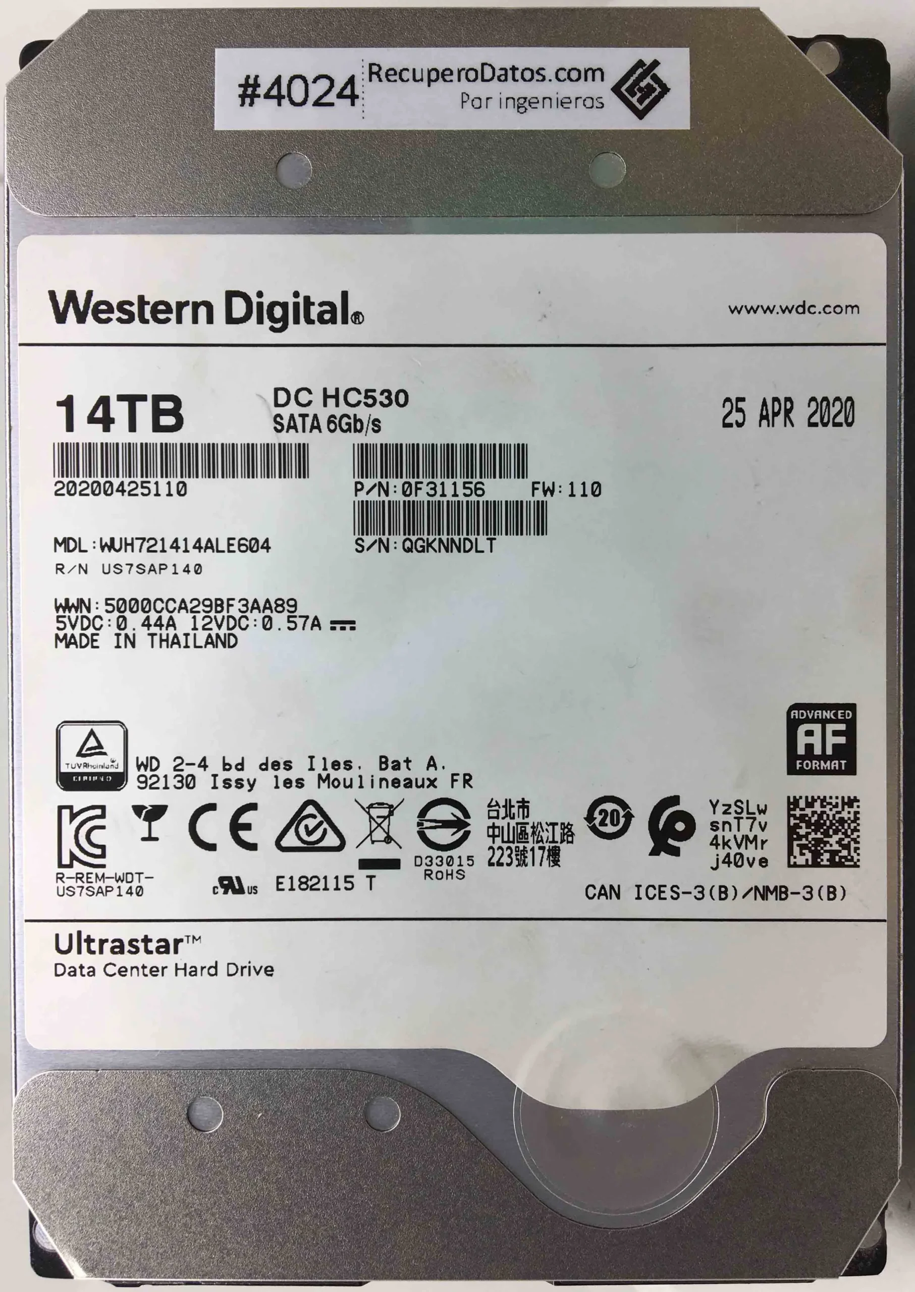[WUH721414ALE604-P] Hd Wd Hgst Ultrastar 14Tb 3.5" Sata Iii Nuevo-Promocion