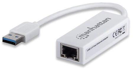 [506731] Adaptador Tarjeta Red Manhattan Usb 2.0 A Rj45 Ethernet Alta Velocidad 10 100 Blanco 506731