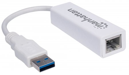 [506847] Adaptador Tarjeta Red Manhattan Usb 3.0 A Rj45 Gb Ethernet 10 100 1000 Mbps Blanco 506847