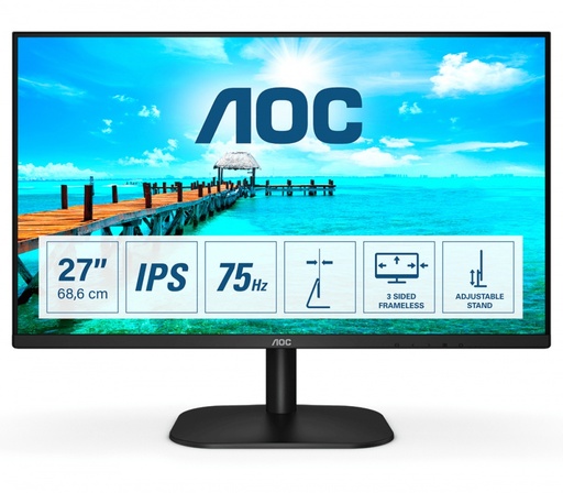 [27B2H] Monitor Aoc 27P Fullhd 1920X1080 16.9 75Hz 8Ms Ips Led Ultra Slim Negro Vesa 27B2H