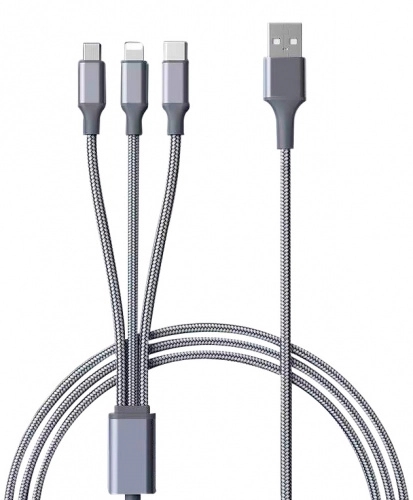 [ACCHCABLE3X1YGT] Cable De Alimentacion Yaguaret Carga Rapida 3 En 1 Lightning. Tipo C. Mini Usb. Acchcable3X1Ygt