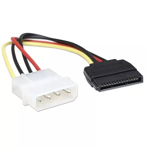 [342766] Cable De Corriente Sata Manhattan 16Cm Molex 4 Pines A Sata 15 Pines 342766