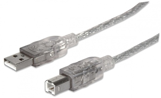 [333405] Cable De Impresora Manhattan Usb A B 1.8M Velocidad 2.0 Plata 333405