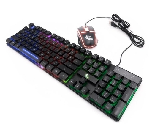 [RAIJU-TM01] Kit De Teclado Y Mouse Raiju Gaming Alambrico Con Usd De 1.2M Luz Multi Color Negro Raiju Tm01