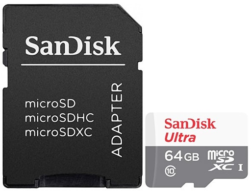 [SDSQUNR-064G-GN3MA] Micro Sd Sandisk Ultra Microsdhc 64Gb Clase 10 Uhs I Con Adaptador 100 Mbs Sdsqunr 064G Gn3M